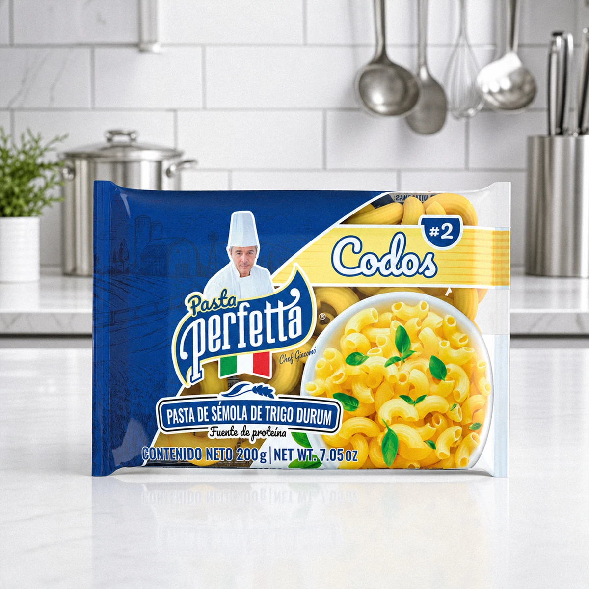 Packaging horizontal de pasta corta Pasta Perfetta.